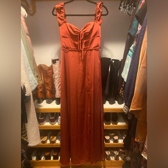 Azazie Alexia Stretch Satin Maxi Dress - Picture 7 of 8